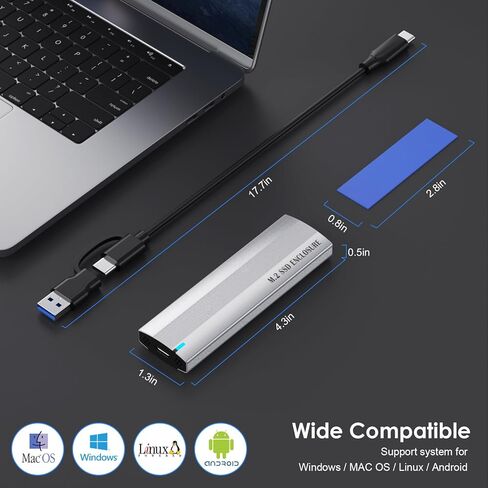 محول حاوية M.2 NVME SATA SSD من الألومنيوم، USB 3.2 Gen 2 (10 جيجابت في الثانية) إلى NVME PCI-E SATA M-Key/(B+M) محرك أقراص الحالة الصلبة، M.2 إلى USB C&A حاوية خارجية لـ 2242/2260 /2280 in Saudi Arabia