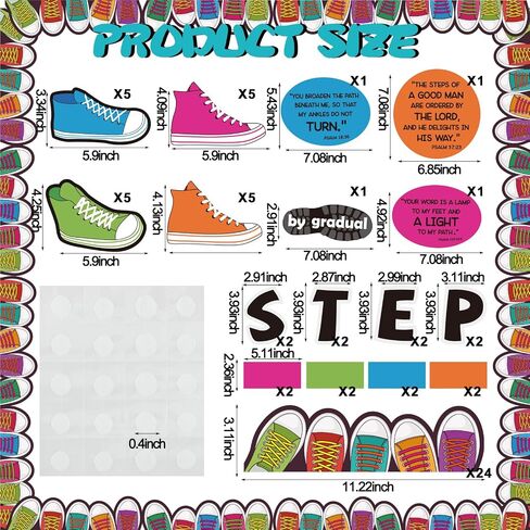 Fulmoon 64 Pcs Shoes Bulletin Board Sets Religious Step by Gradual Step Cutouts First Communion Shoes Border Trims for Sunday School Classroom Decor Christian Educational Learning Activities in Saudi Arabia