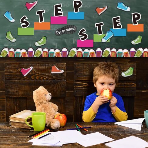 Fulmoon 64 Pcs Shoes Bulletin Board Sets Religious Step by Gradual Step Cutouts First Communion Shoes Border Trims for Sunday School Classroom Decor Christian Educational Learning Activities in Saudi Arabia
