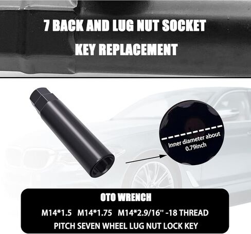 1 PC PCCar 3.46" Anti-Theft Screw Six-tooth Remover Socket, Durable Metal Nut Hub Anti-theft Screw Replacement, Compatible With Most Cars, Trucks, And SUVs (Black #6 Spline) in Saudi Arabia