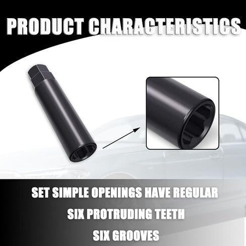 1 PC PCCar 3.46" Anti-Theft Screw Six-tooth Remover Socket, Durable Metal Nut Hub Anti-theft Screw Replacement, Compatible With Most Cars, Trucks, And SUVs (Black #6 Spline) in Saudi Arabia
