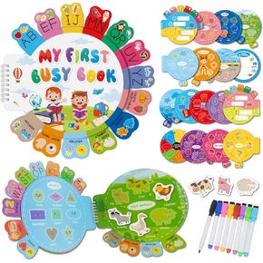 Toddler Busy Book 16 Themes Montessori Activity Books - Preschool Early Learning Quiet Books Baby Girls Boys Gift - Kindergarten Educational Toys for Kids Ages 3-5 4-8 | Write & Stick