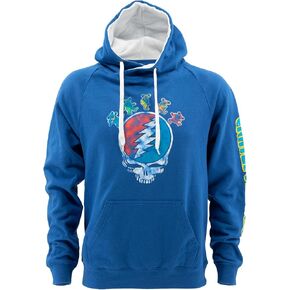 Ripple Junction Grateful Dead Adult Distressed Steal Your Face Skull Logo Popover Fleece Hoodie for Men, Women