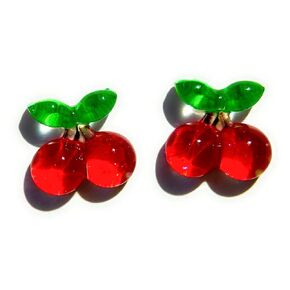 Hypoallergenic Cherry Stud Earrings on Plastic Posts