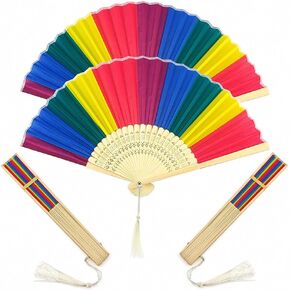 4 PCS Rainbow Hand Fans Rainbow Folding Fan Pride Fan Bamboo Fan Dancing Fan for Music Festival Events Wedding Gift
