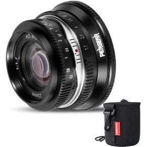 Pergear 25mm F1.7 Large Aperture Manual Lens for FX Mount Cameras, Compatible with Fuji APS-C Cameras X-T3 X-H1 X-Pro2 X-E3 X-T1 X-T2 X-T4 X-T5 X-T10 X-T20 X-T200 XS10 X-A2 X-E2 (Sliver)
