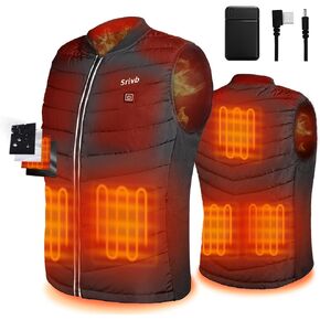 Srivb Heated Vest, USB Charging Heating Vest for Men Women Washable Body Warmer with Battery Pack for Outdoor Camping