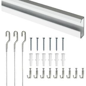 Picture Rail Hanging System Covers 79 Inches | Wall Art Hanging System Includes TR101 Picture Rail Track, Steel Cords, Artwork Hanging Hooks, and Hardware - 2 Pack of Art Gallery Hanging System