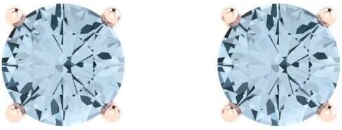 2.1 ct Round Cut Solitaire VVS1 Fine Natural Aquamarine Pair of Stud Earrings 18K Pink Rose Gold Butterfly Push Back in Saudi Arabia