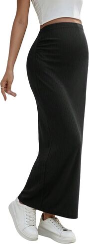 Women's Maternity High Waist Over The Belly Midi Maternity Pencil Skirt Split Hem Bodycon Skirt in Saudi Arabia