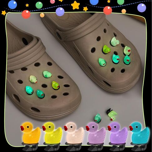 24 قطعة من أحذية البط الساحرة المتوهجة في الظلام، سحر الديكور من الراتنج على شكل بطة من أجل صنادل فقاعية ذاتية الصنع للأولاد والبنات للجنسين لحفلات أعياد الميلاد in Kuwait