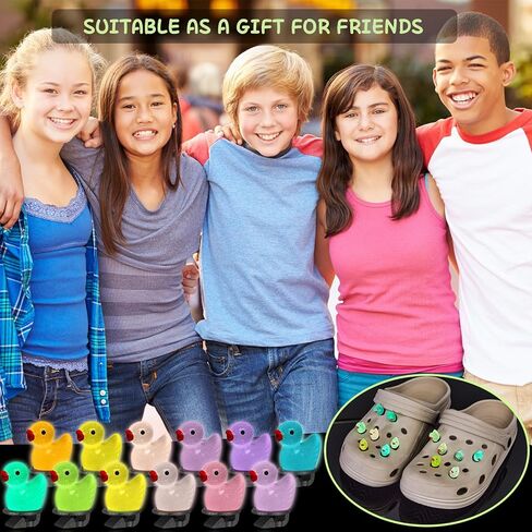 24 قطعة من أحذية البط الساحرة المتوهجة في الظلام، سحر الديكور من الراتنج على شكل بطة من أجل صنادل فقاعية ذاتية الصنع للأولاد والبنات للجنسين لحفلات أعياد الميلاد in Kuwait