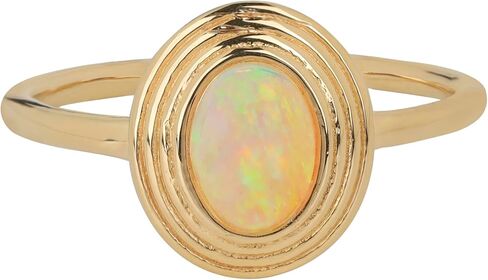 YoTreasure Ethiopian Opal Ring Solid 14K Gold Over 925 Sterling Silver Delicate Jewelry Gift for Women in Saudi Arabia