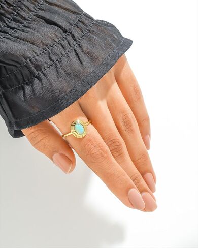 YoTreasure Ethiopian Opal Ring Solid 14K Gold Over 925 Sterling Silver Delicate Jewelry Gift for Women in Saudi Arabia