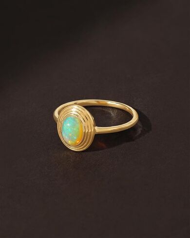 YoTreasure Ethiopian Opal Ring Solid 14K Gold Over 925 Sterling Silver Delicate Jewelry Gift for Women in Saudi Arabia