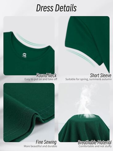 Girls Skater Dress Toddler Summer Dress Cotton Casual Short Sleeve Twirly Solid Color for Kids 2-12 Years in Kuwait