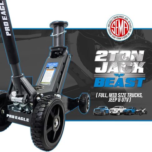 Pro Eagle 2 Ton Big Wheel Off Road Jack, The Beast, Off Road Racing High Clearance Car Jack (2 Ton, Black, Big Wheel) in Kuwait
