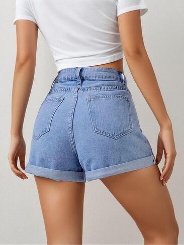 Women's Juniors Vintage Denim High Waisted Jeans Shorts in Kuwait