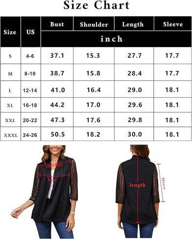 سترة نسائية من نسيج الوافل بأكمام دانتيل رقيقة 3/4، صيفية خفيفة الوزن ومسامية، متوفرة من S-XXXL in Kuwait