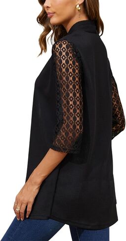 سترة نسائية من نسيج الوافل بأكمام دانتيل رقيقة 3/4، صيفية خفيفة الوزن ومسامية، متوفرة من S-XXXL in Kuwait