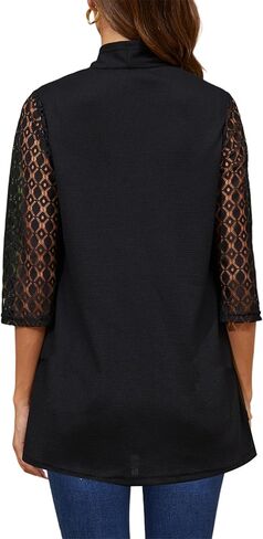 سترة نسائية من نسيج الوافل بأكمام دانتيل رقيقة 3/4، صيفية خفيفة الوزن ومسامية، متوفرة من S-XXXL in Kuwait