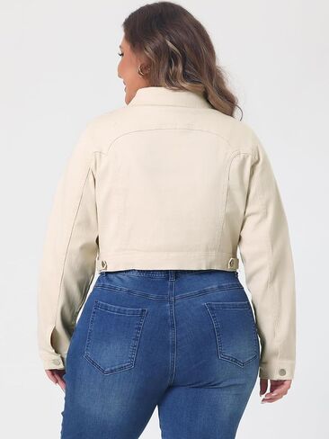 uxcell Women's Plus Size Button Closed Cropped Denim Jackets Stitching 2025 in Kuwait