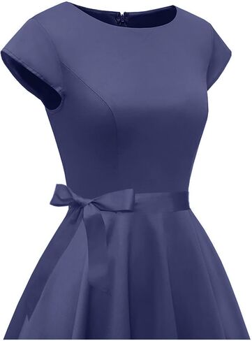 PUKAVT Women's 1950 Boatneck Cap Sleeve Vintage Swing Cocktail Party Dress with Pockets in Kuwait