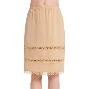 Subuteay Half Slips for Women Extender Lace Trim Knee Length Midi Underskirt Dress