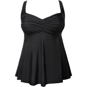Aqua Eve Plus Tankini Tops for Women Only Swimwear Top Bathing Suits Flowy Swimsuit Top