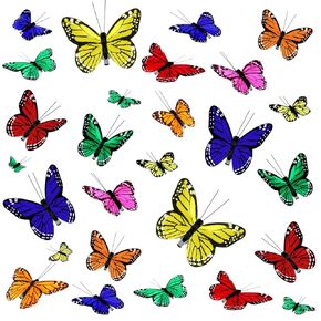 24 Pcs Monarch Butterfly Decorations Monarch Butterfly Hair Clips Feather Butterfly Barrettes Clips Decor Artificial Fake Butterflies for Craft Cosplay Wedding Party, 4 Sizes (Orange)