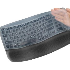 Keyboard Cover Skin for Logitech Wave Keys MK670 Keyboard Protector, Logitech MK670 Wave Keys Wireless Ergonomic Keyboard Desktop PC Silicone Clear Keyboard Skin Protector-Black
