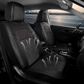 FREESOO Car Seat Covers Full Set, Breathable Seat Covers for Cars, Waterproof Universal Seat Cover Protector Fit for Most Sedan SUV Pick-up Truck Black Beige