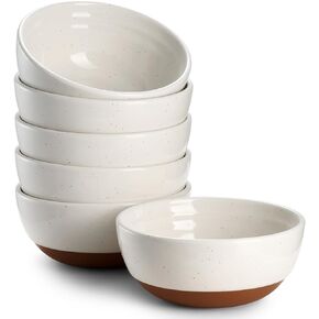 DOWAN 23 OZ Ceramic Bowls Set of 6 - Alabaster White Bowls with Distributed Specks - Perfect for Soup, Cereal, Oatmeal, Fruit, Rice - Dishwasher & Microwave Safe
