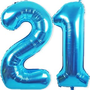 25 بالون رقم، 40 بوصة بالونات فويل زرقاء عملاقة ضخمة هيليوم رقم 25 أو 52 بالونة لزينة عيد الميلاد الخامس والعشرين والخمسين والمناسبات السنوية وديكورات حفلات الأولاد والبنات (أزرق)