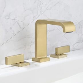 POP SANITARYWARE Brushed Nickel Waterfall Bathroom Sink Faucet for 3 Hole, 2 Handle Widespread Bathroom Faucets, Solid Brass 8 Inches Bathroom Faucets