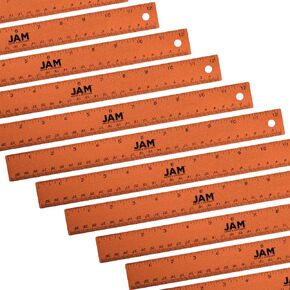 JAM PAPER Strong Aluminum Ruler - 12 Inch - Metal Ruler with Non-Skid Cork Backing - Black Metallic - Sold Individually