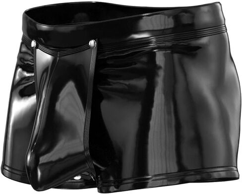 بوكسر جلدي مثير للرجال مفتوح المنشعب، جلد PVC لامع، مقاس كبير S-5XL، سراويل قصيرة من اللاتكس اللامع in Kuwait