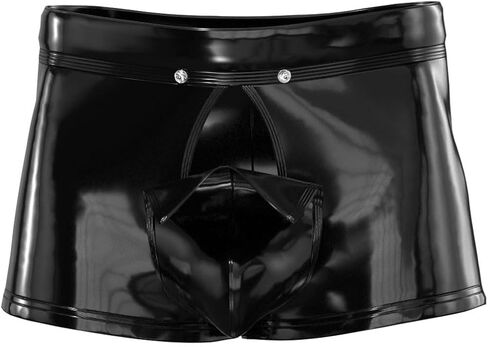 بوكسر جلدي مثير للرجال مفتوح المنشعب، جلد PVC لامع، مقاس كبير S-5XL، سراويل قصيرة من اللاتكس اللامع in Kuwait