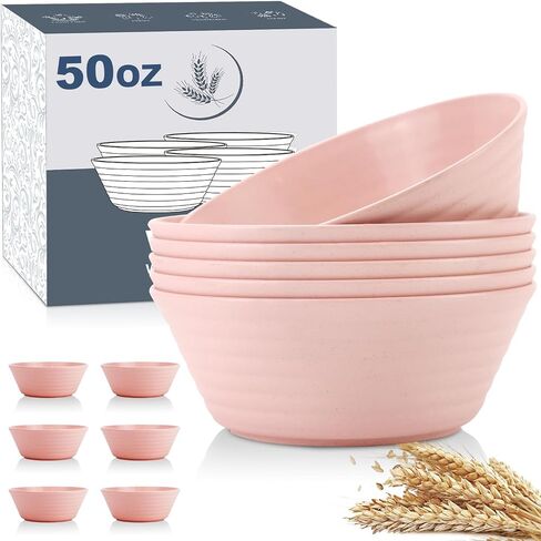 Wheat Straw Bowl Sets,6 PCS Unbreakable Cereal Bowl 36 OZ,Microwave and Dishwasher Safe Bowls,Soup Bowl Sets BPA Free Eco Friendly Bowl for Serving Soup,Oatmeal and Salad （Black Grey） in Saudi Arabia