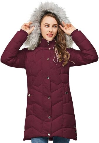TRATENBY Women's Winter Long Puffer Coats Warm Jackets Parka With hood Waterproof Detachable Hood in Saudi Arabia