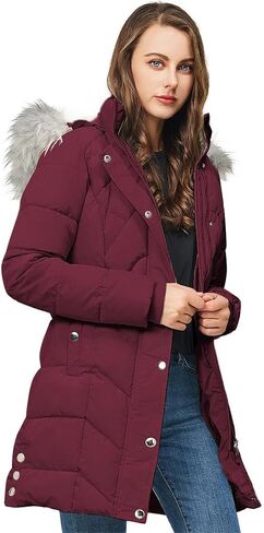 TRATENBY Women's Winter Long Puffer Coats Warm Jackets Parka With hood Waterproof Detachable Hood in Saudi Arabia