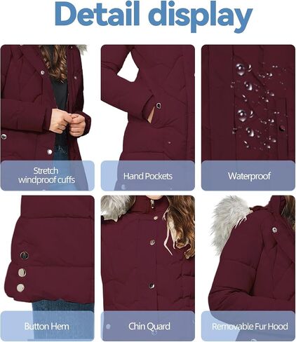 TRATENBY Women's Winter Long Puffer Coats Warm Jackets Parka With hood Waterproof Detachable Hood in Saudi Arabia