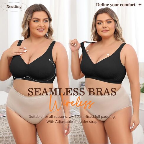 حمالات صدر نسائية ناعمة من Xcutting للنساء تغطية كاملة بدون سلك داخلي حمالات صدر مريحة للاستخدام اليومي ومبطنة بدون خياطة in Kuwait