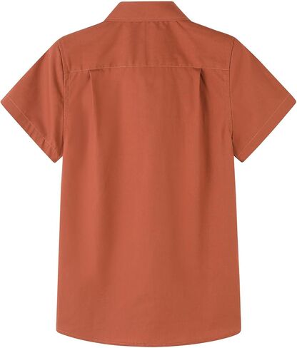 DILBYKE Boys Short Sleeve Dress Shirt Solid Button Down Uniform Casual Woven Shirts with Two Pockets in Kuwait