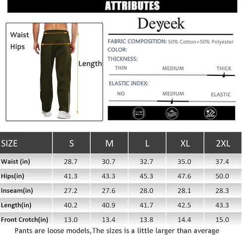 بنطلون رياضي رجالي من الصوف من Deyeek، سروال تمزيق 2 سحابات جانبية، بنطال مفتوح بالكامل للساق بعد الجراحة مع جيوب in Kuwait