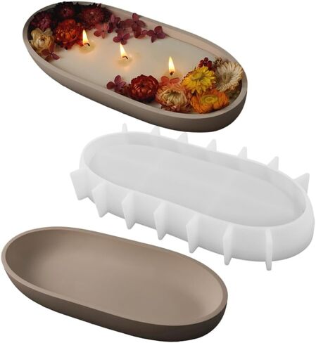 Boat Vessel Silicone Candle Mold, Handmade Elliptical Creative Storage Bowl Resin Mould, Flower Pot Vase Concrete, DIY Plaster Cement Rings Storage Tray Mold (Set) in Saudi Arabia