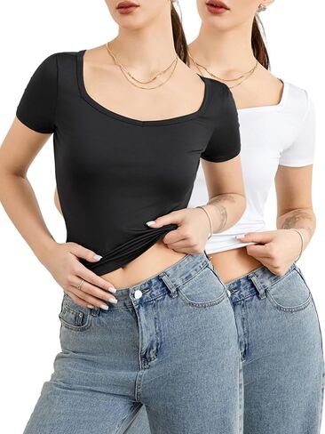 Womens 2 Piece Long Sleeve Shirts Going Out Tops Basic Slim Fitted Shirts Casual Fashion 2024 Y2k Tops Teen Girl Clothes in Saudi Arabia