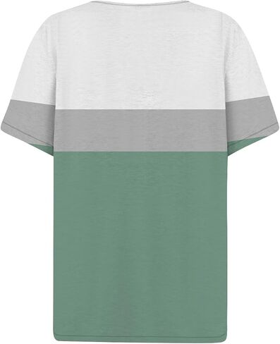 Tops for Women Women's Casual V Neck Short Sleeve T Shirts Basic Summer Tops Button Loose Print Blouse in Saudi Arabia