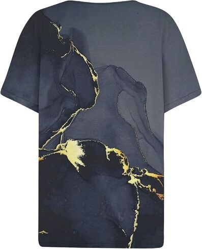 Tops for Women Women's Casual V Neck Short Sleeve T Shirts Basic Summer Tops Button Loose Print Blouse in Saudi Arabia