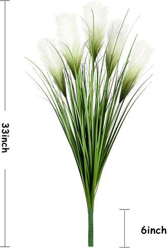 33" Artificial Plants 6 Pack Onion Tall Grass Greenery, Faux Fake Grass Shrubs Plant Flowers Wheat Grass for House Home Indoor Outdoor Office Room Gardening Indoor Décor-Green in Saudi Arabia